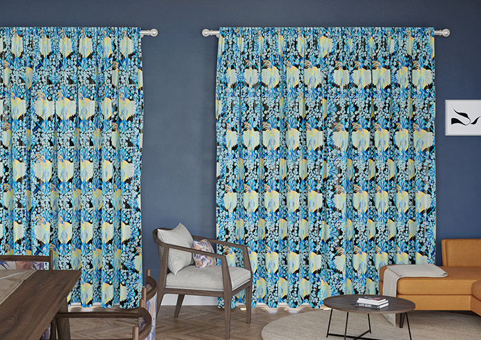 Faded Glamour, China Blue Black - Made To Measure Curtains - Image 7